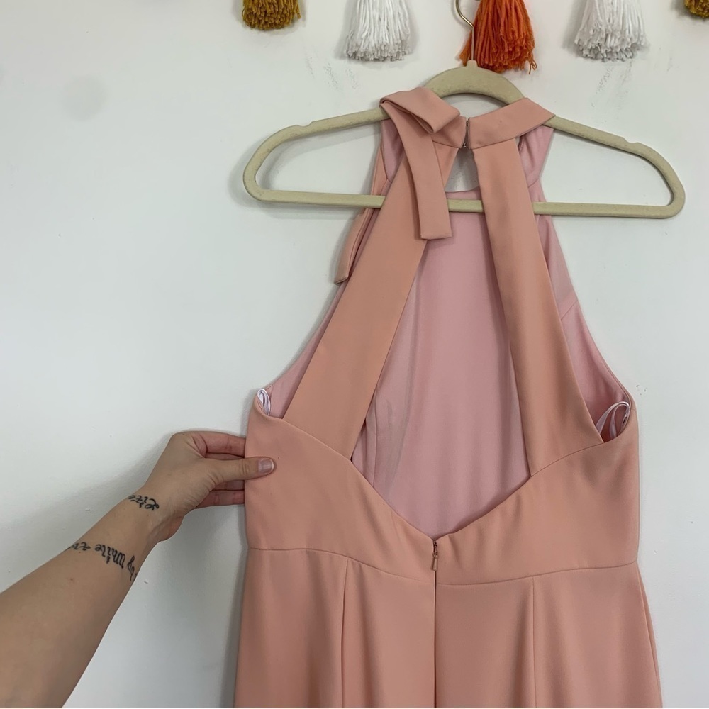 After Six Bow Neck Open Back Trumpet Gown Pink Size 12 - Picture 6 of 11